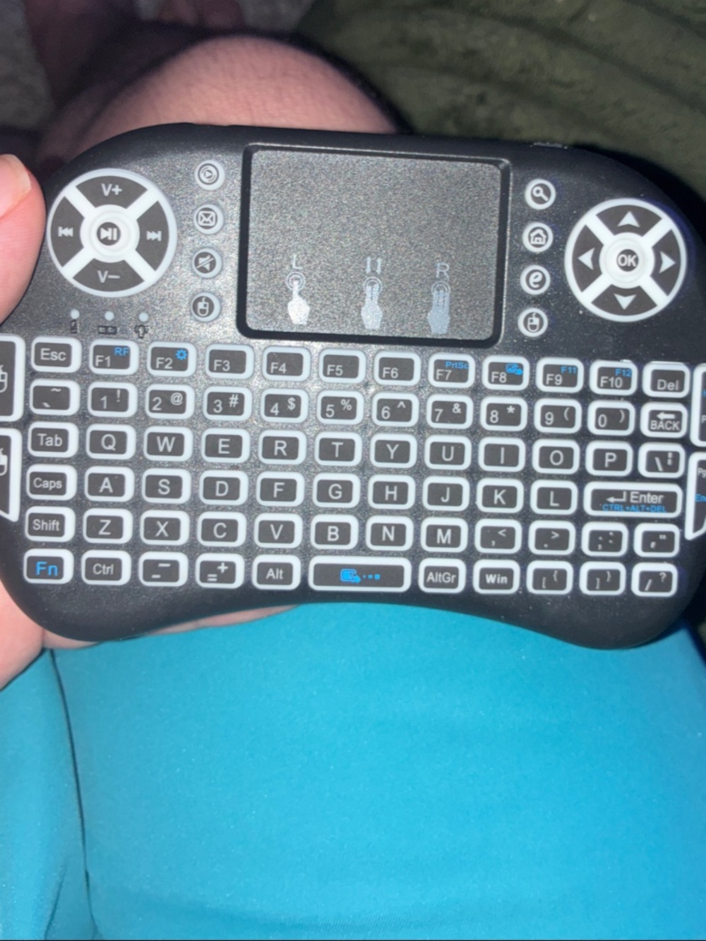 Mini Wireless Backlit Keyboard with Touchpad - Black